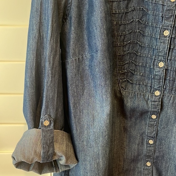Erika Denim Button Down Long Sleeves Shirt Size XL - Picture 3 of 8